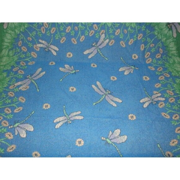 New Dancing Dragonflies Heavy Afghan Cotton Gift Throw Blanket Dragonfly Flowers - Picture 3 of 4